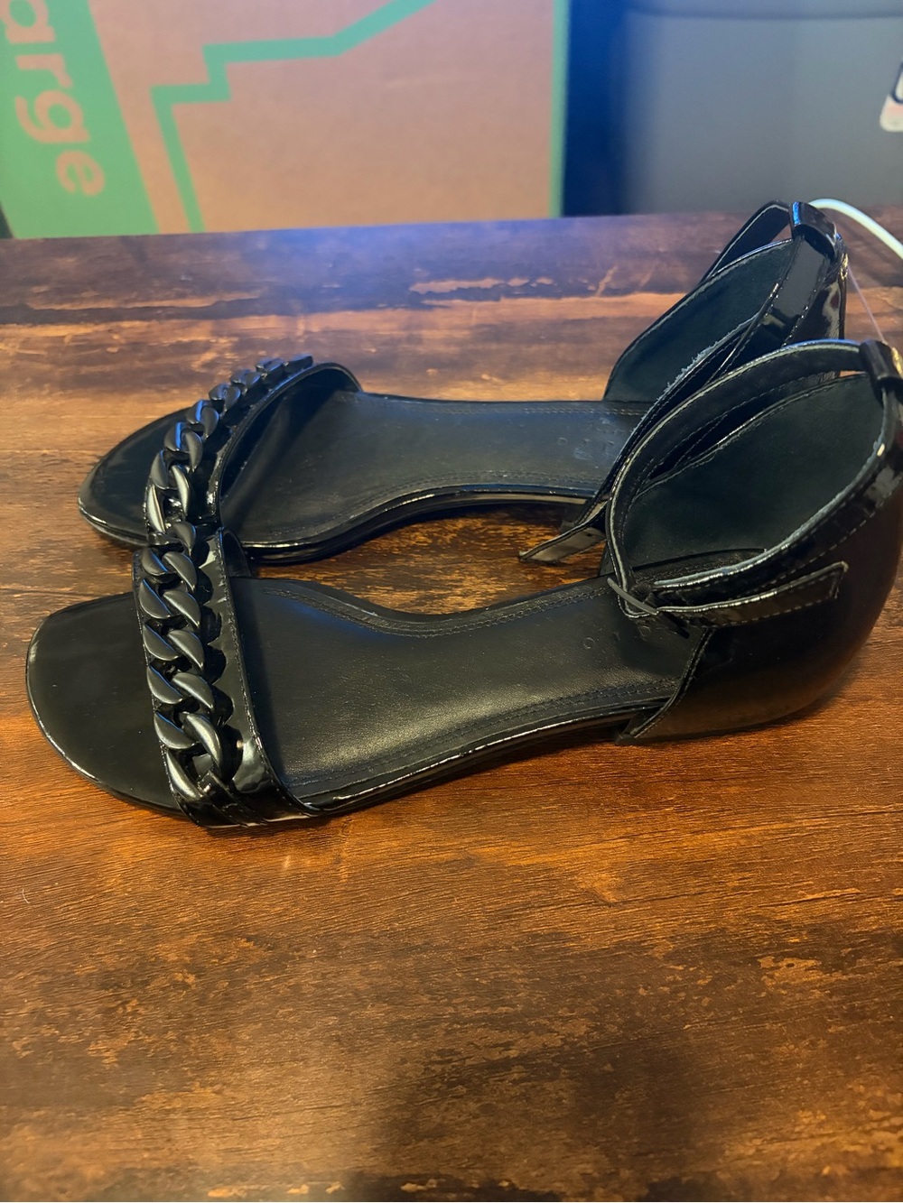 Sandro Paris Black Patent Chain Sandals EU 38 US 7.5-8 - Picture 6 of 7